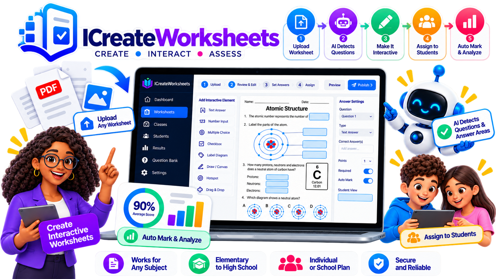 ICreateWorksheets — Create · Interact · Assess. Turn any worksheet into an interactive learning experience